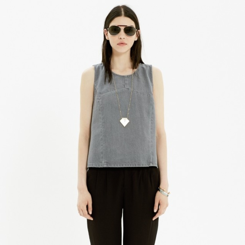 Madewell Denim Crop Tank in Grey